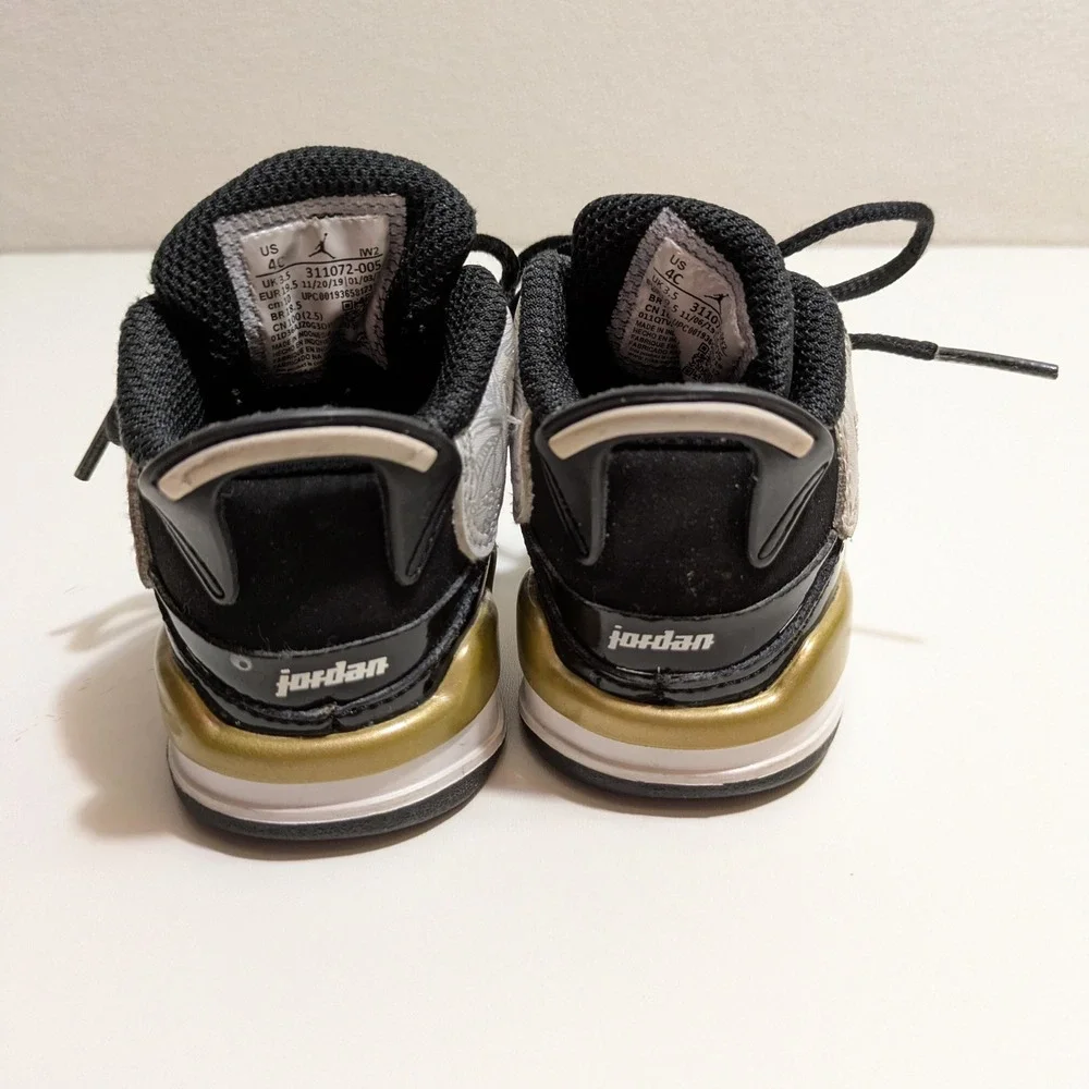 Jordan Dub Zero Toddler Sneakers Size 4 Black Gold Nike 311072-005 VTG Style